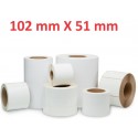 Adesivo de rolo branco fosco 102mm x 51mm, 650 etiquetas, diâmetro 40mm tinta