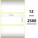 White 51x25mm, 2580 Et/Rotolo Z-2000D, 2x1x1 Core, 12 Rolls