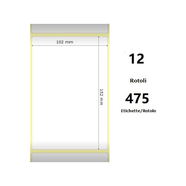 White 102x152mm, 475 Et/Rotolo Z-1000D,4x6x1 Core ,12 Rolls