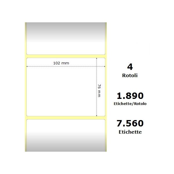 White 102x76mm,1890 Et/Rotolo Z-2000D, 4x3x3 Core, 4 Rolls