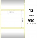 White 102x76mm, 930 Et/Rotolo Z-2000D 4x3x1 Core, 12 Rolls