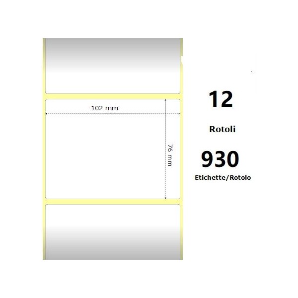 White 102x76mm, 930 Et/Rotolo Z-2000D 4x3x1 Core, 12 Rolls