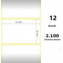 White 51x32mm,2100 Et/Rotolo Z-1000D, 2x1.3x1 Core, 12 Rolls