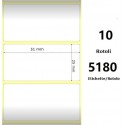 White 51x25mm, 5180 Et/Rotolo Z-2000D, 2x1x3 Core, 10 Rolls