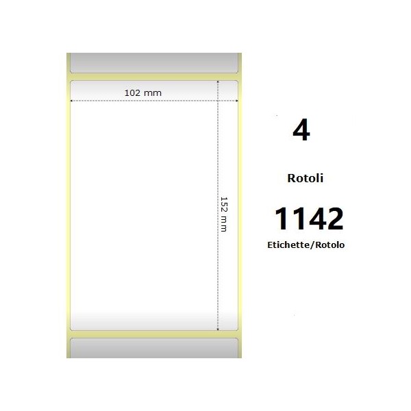 White 102x152mm,1142 Et/Rotolo Z-2000D, 4x6x3 Core, 4 Rolls