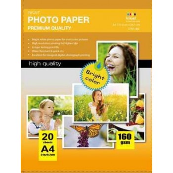 Papel Photo High Glossy Inkjet (cast coated)160g A4 20Folhas