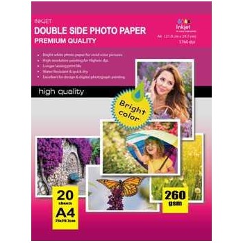 Papel Photo High Glossy Inkjet 297X210MM A4 180g-20 Folhas