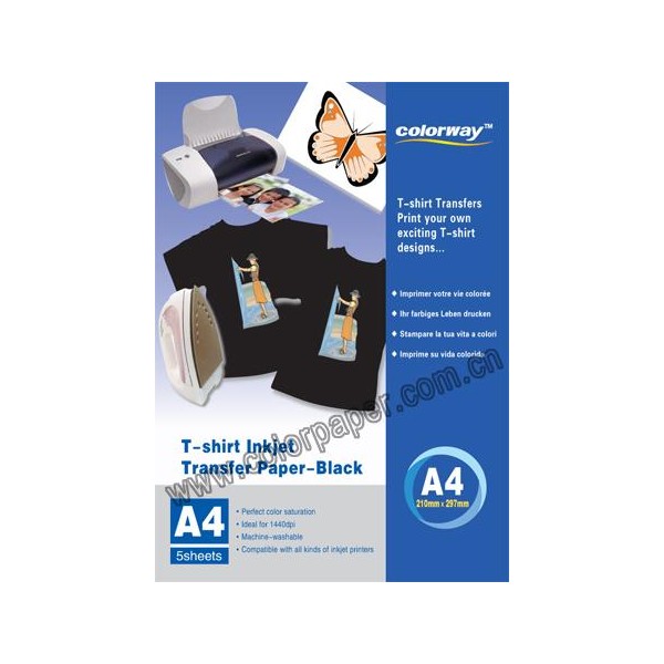 T-shirt escuro papel de transferência,120g/m2 A4 5 Folhas